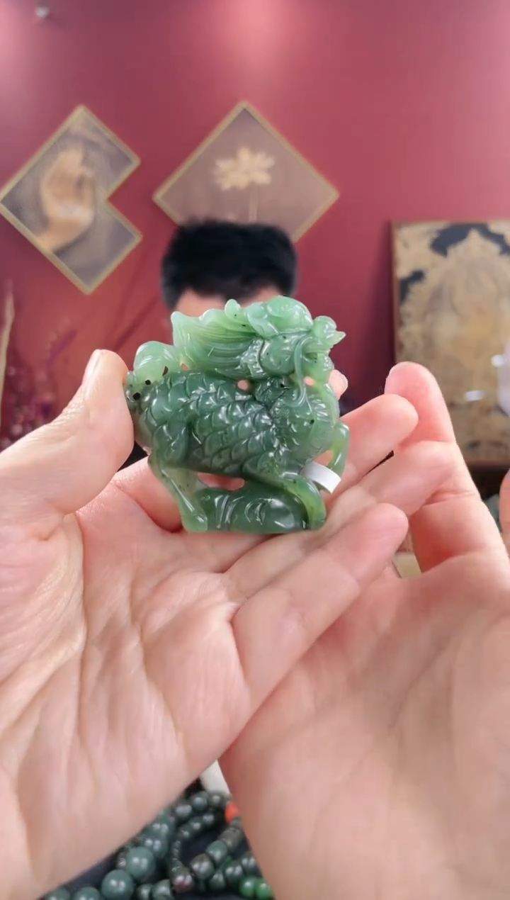【闪购商品】和田玉摆件未镶嵌碧玉麒麟
