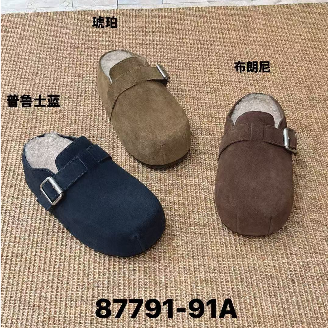 【87791-9A】#时尚百搭半拖加绒老爹鞋