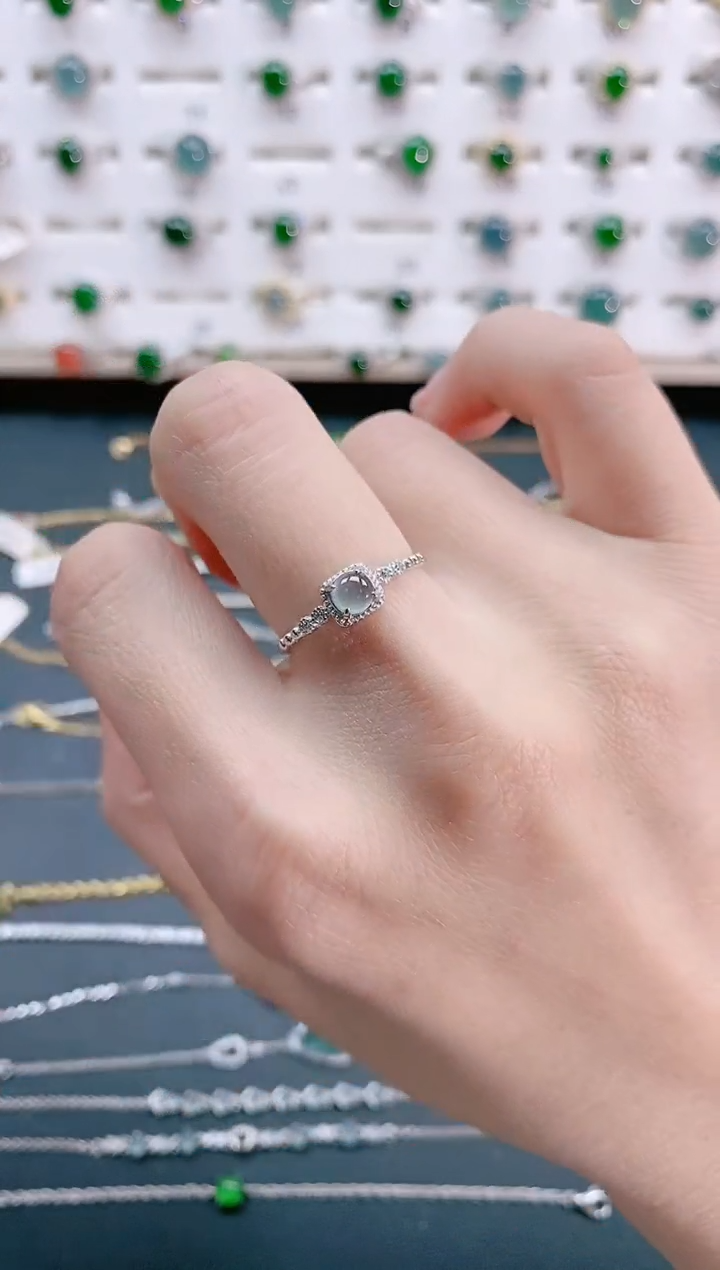 【闪购商品】翡翠戒指银S925镶嵌天然翡翠