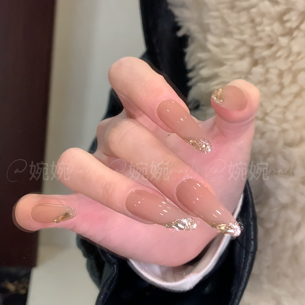 【香槟酒】纯手工百搭闪闪贴钻美甲穿戴甲贴片