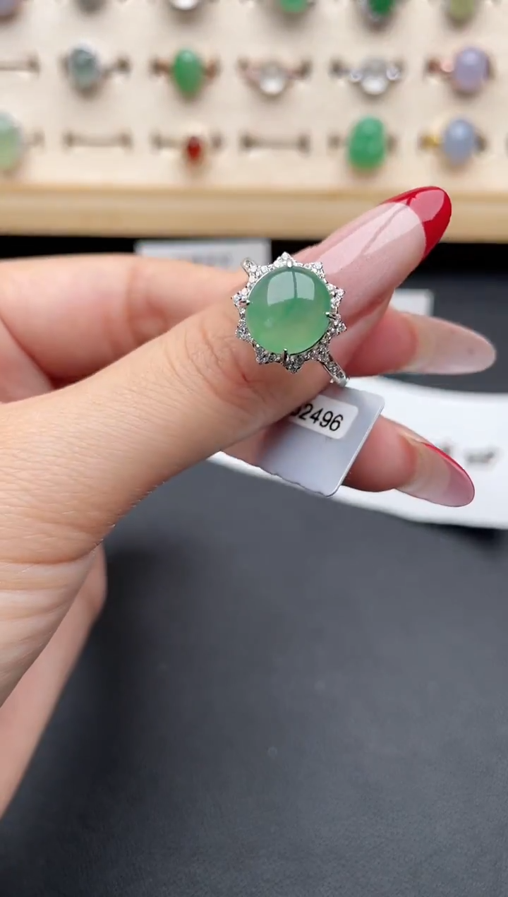 【闪购商品】翡翠戒指银S925镶嵌一物一证一礼盒