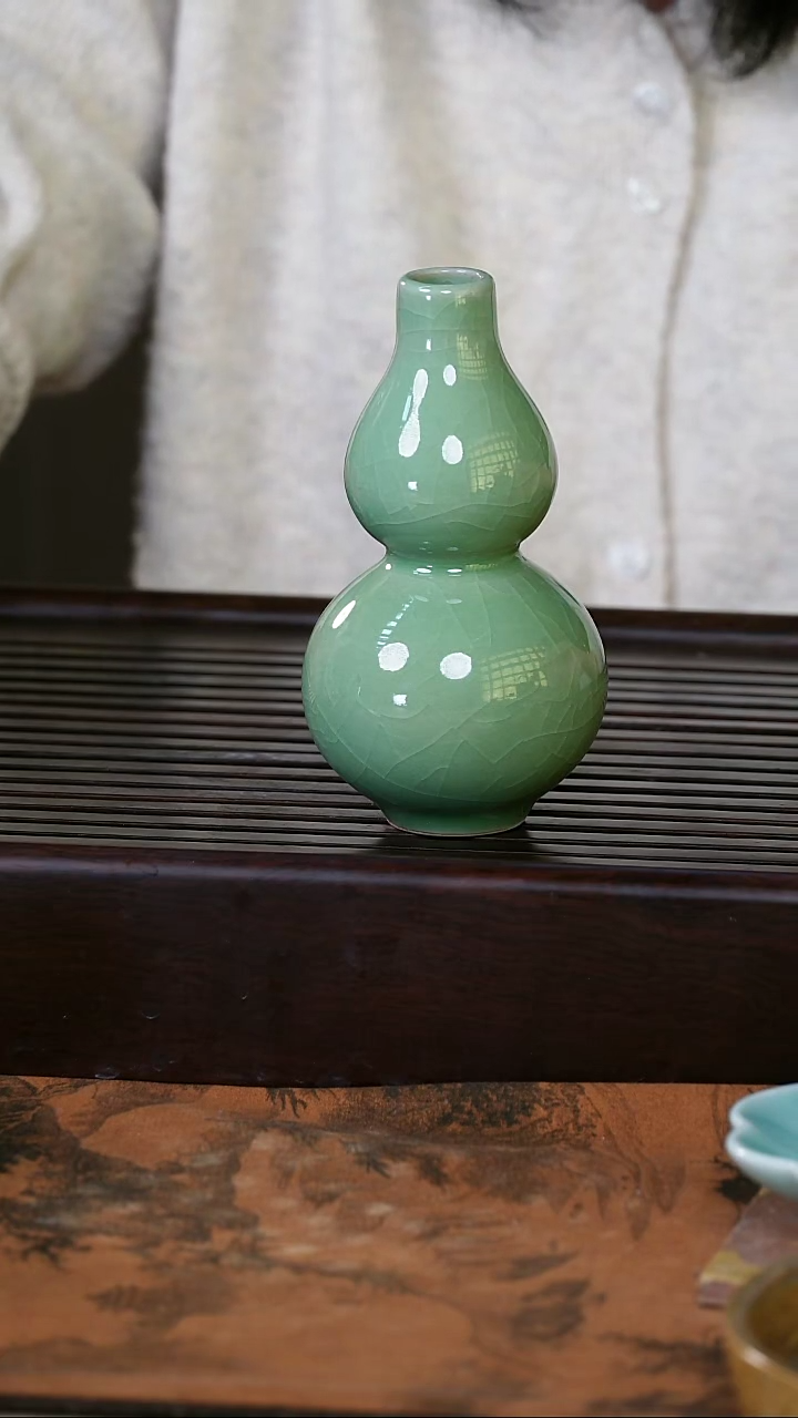 摆件瓷望瓯陶溪川哥窑开片福禄双全