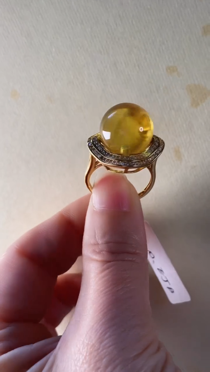 【闪购商品】琥珀颈饰银S925镶嵌蓝珀戒指14+000