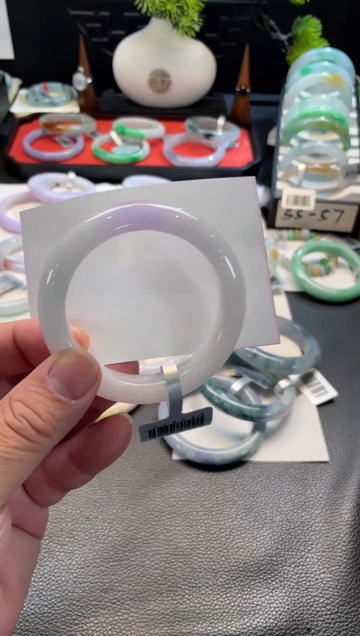 未镶嵌手镯翡翠45号链接 有纹裂 55正圈