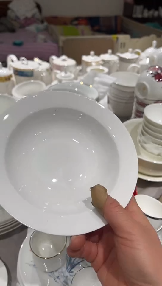 瓷6.5汤碗2个白瓷无底标