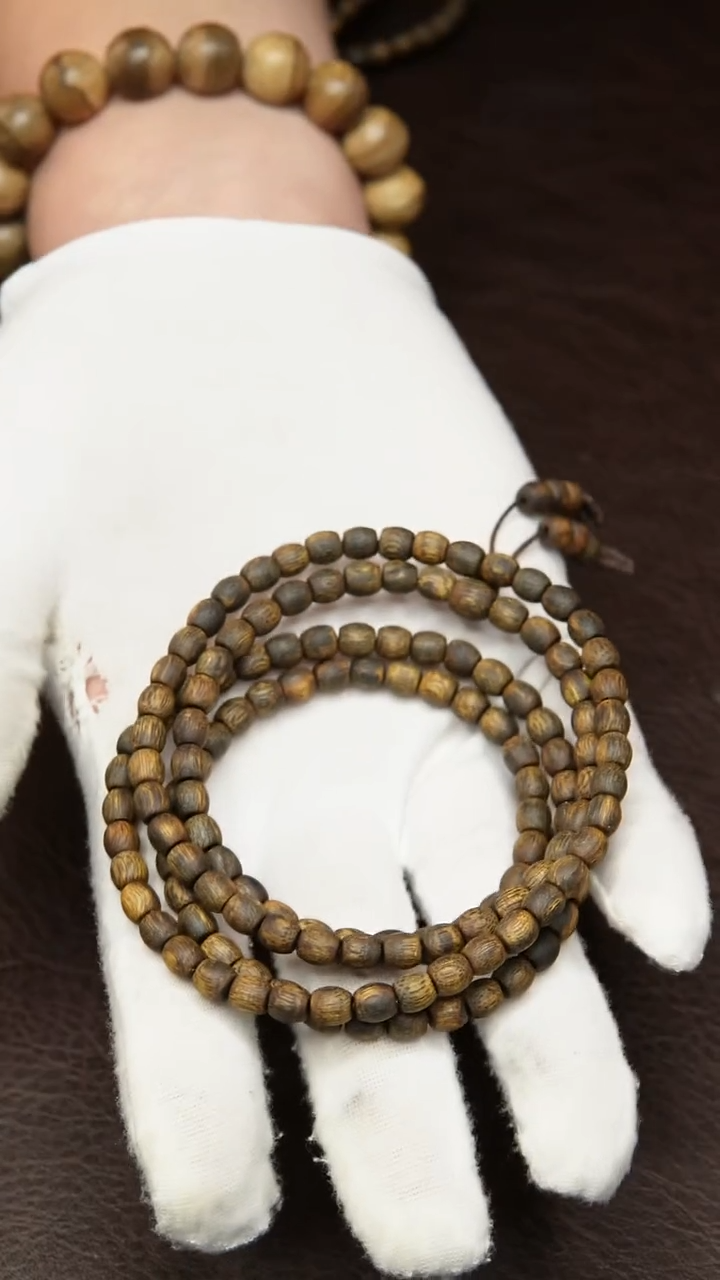 沉香手串越南芽庄黑油软丝沉香手串5mm多圈手串珍品