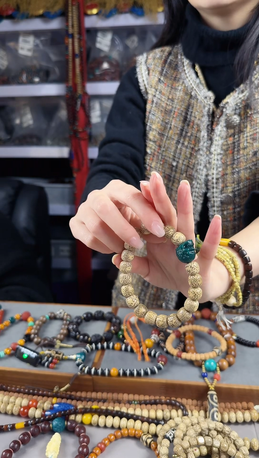 手串星月菩提自**风老陈籽绿幽灵手串