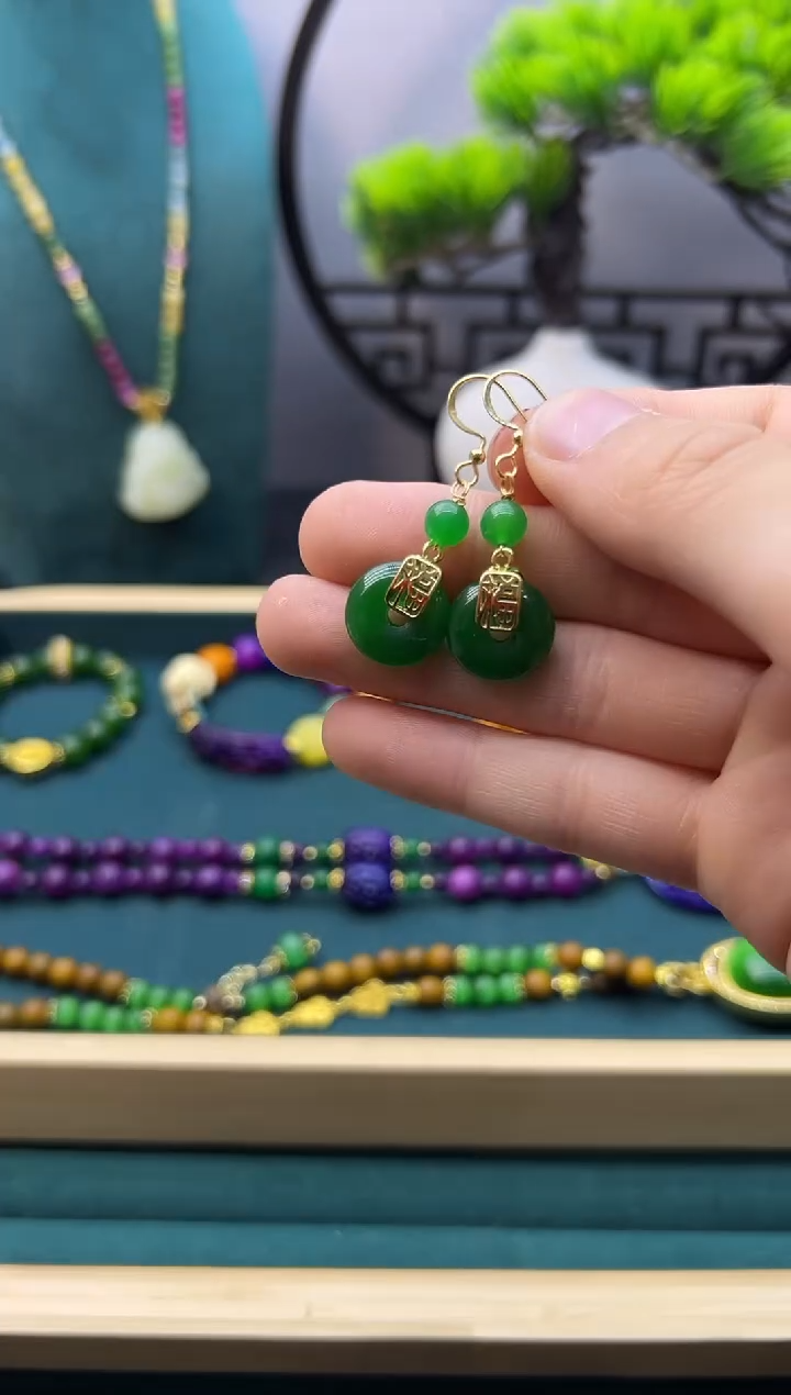 【闪购商品】翡翠耳饰14K金镶嵌E271