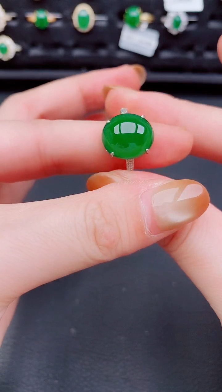 【闪购商品】翡翠戒指银S925镶嵌天然a货翡翠166