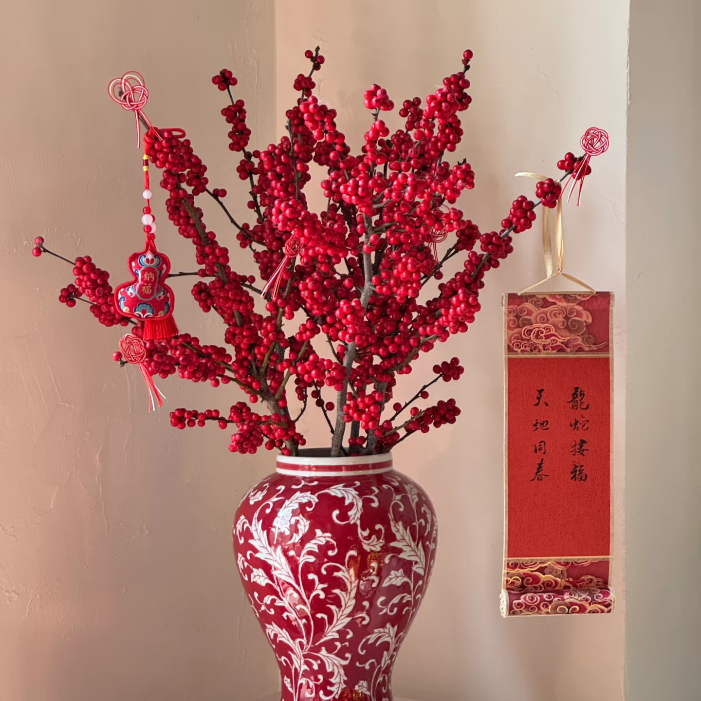 60-70cm北美冬青鲜切枝水培植物鲜花红果水养室内特级北美冬青