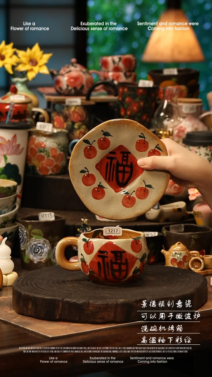 陶瓷景德镇高温釉下彩手工手绘款式@A1217@