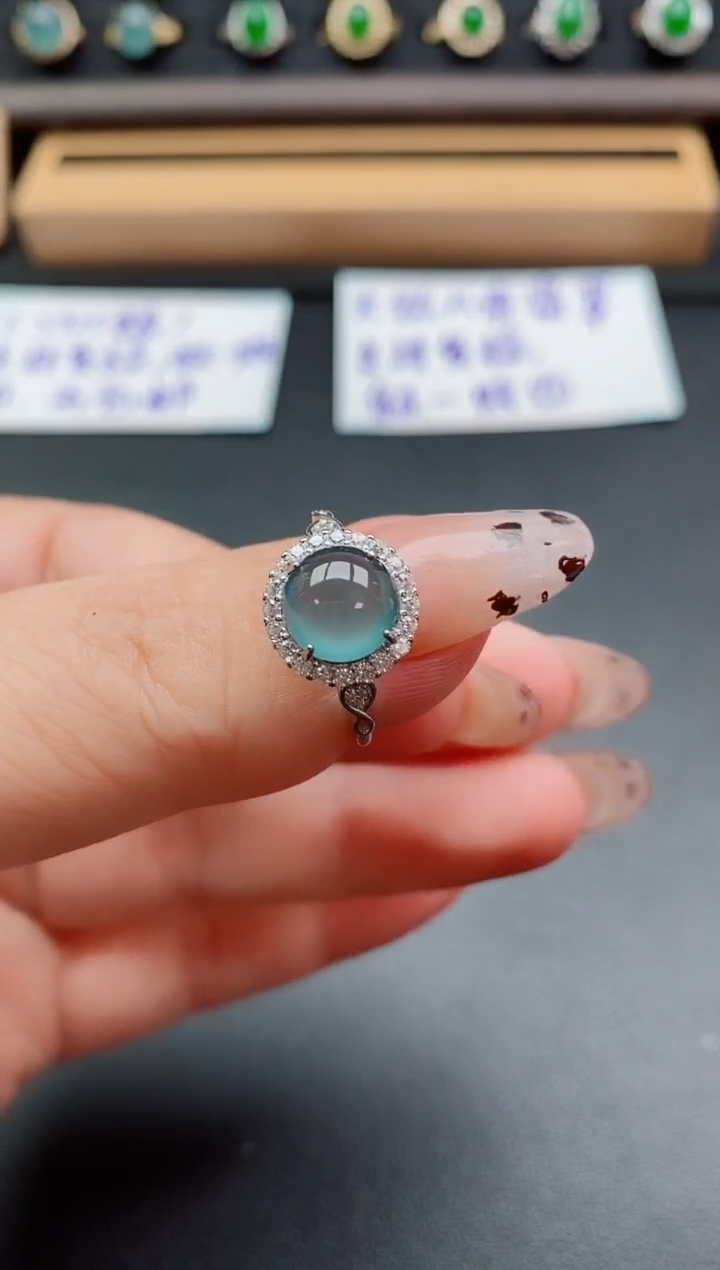 银S925镶嵌戒指翡翠1
