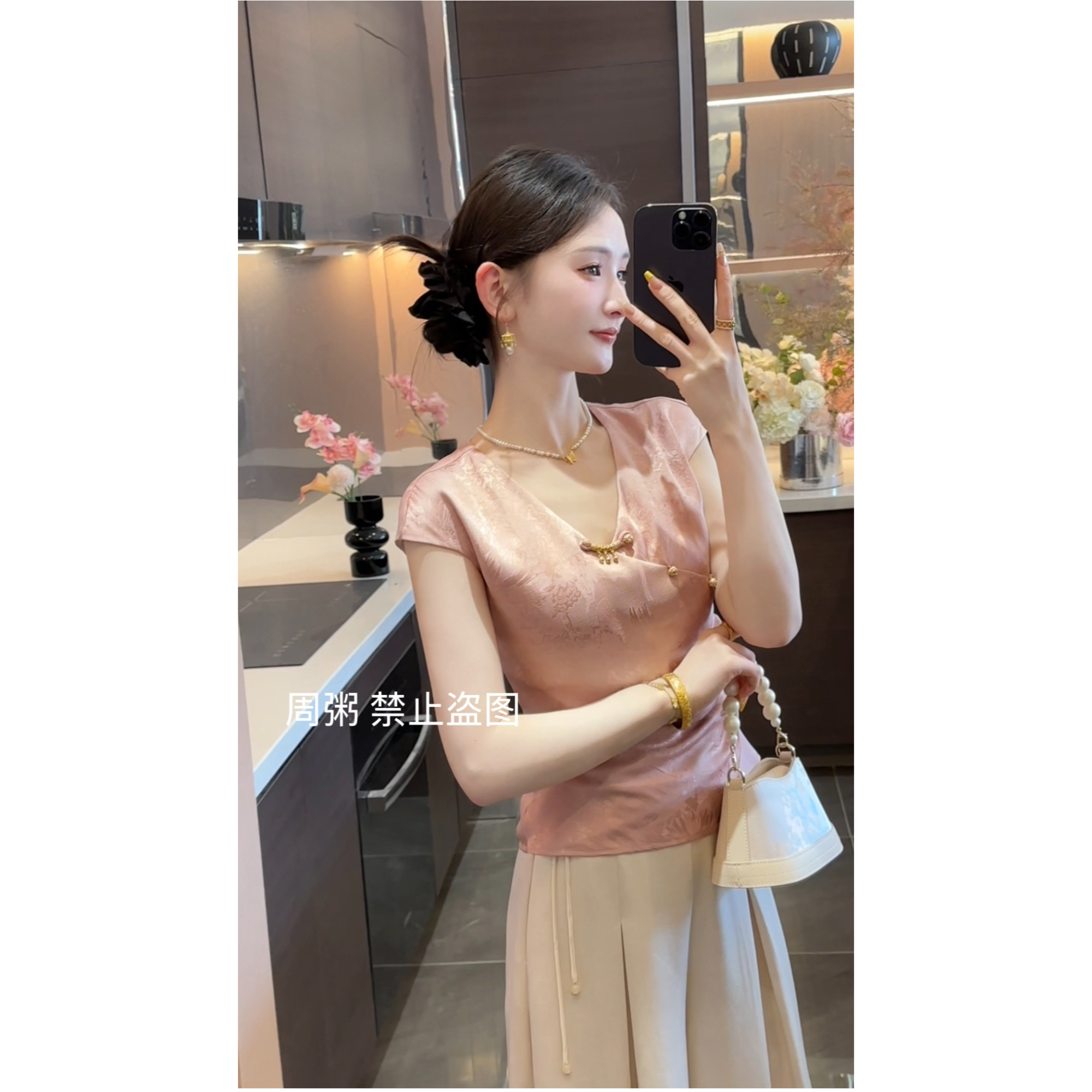 【周粥】【寻香】2025新款新中式缎面提花气质国风上衣预JJX5SY3800