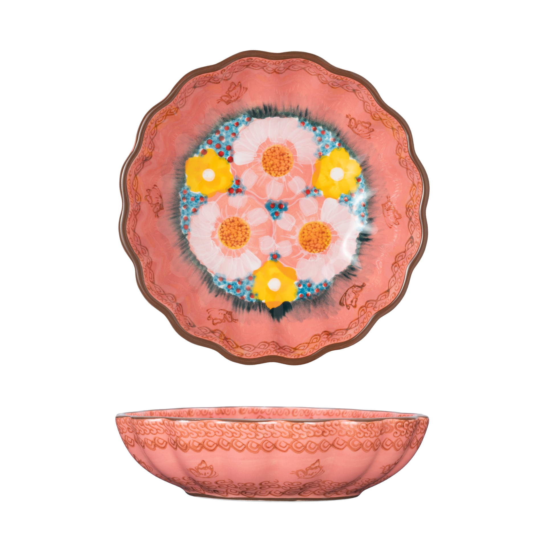 【SILISIA/出口原单】手绘樱花雪月-8英寸波浪汤盘