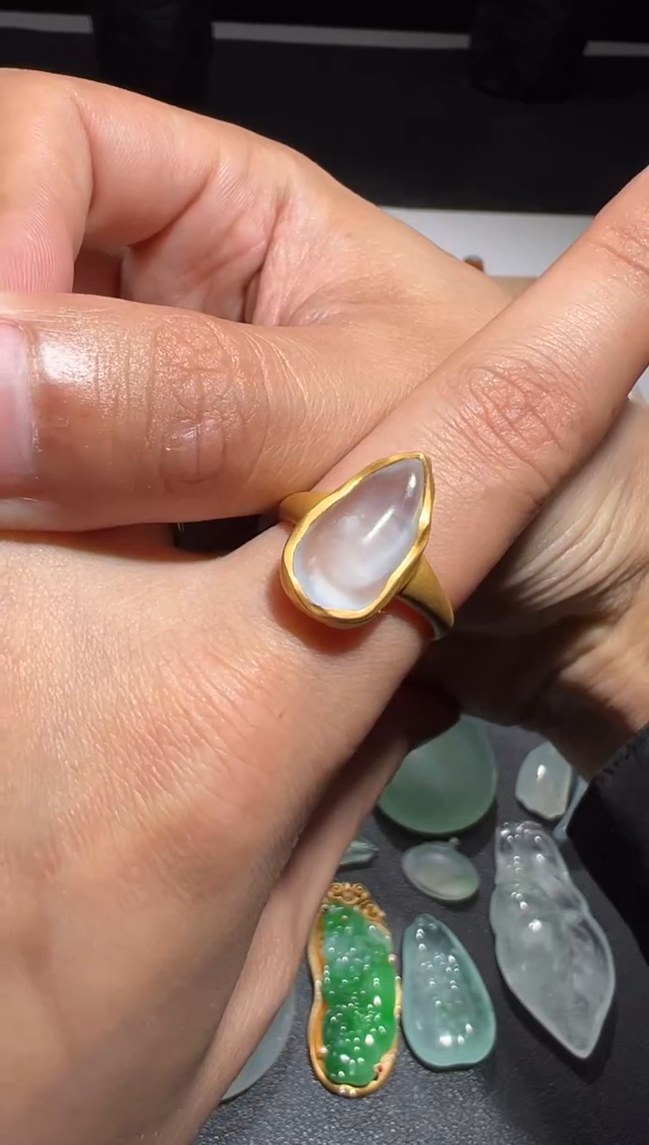 【闪购商品】定制翡翠18K金镶嵌天然缅甸A货翡翠