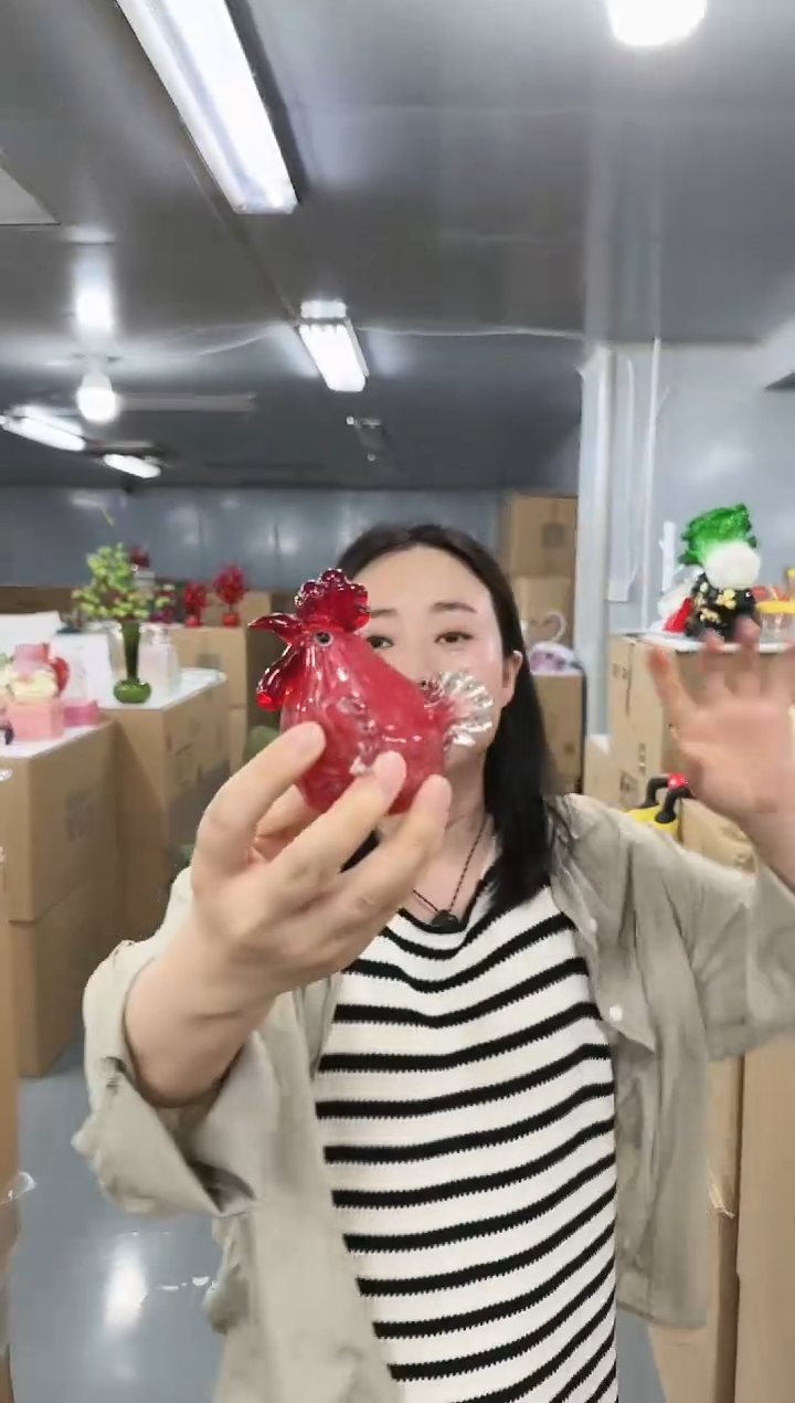 金沃水晶琉璃摆件    鸡