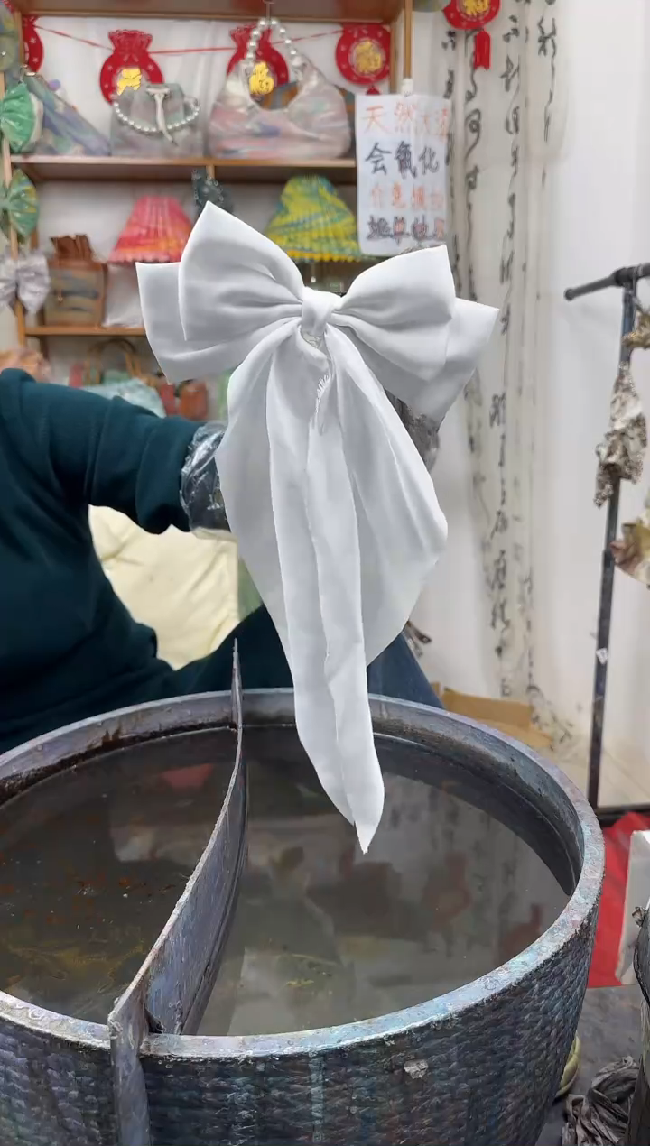 非金属布艺长飘带蝴蝶结弹簧夹