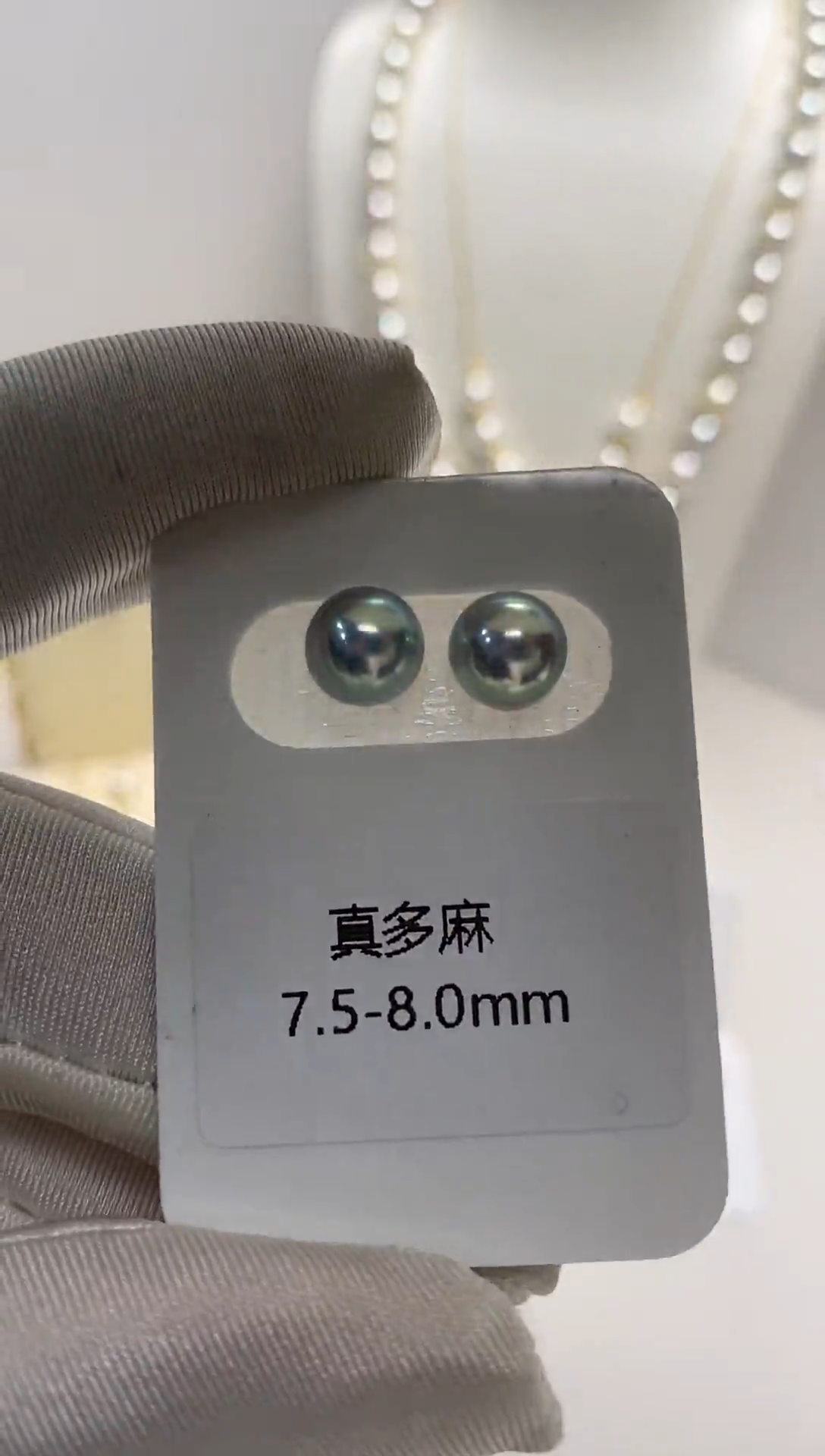 【闪购商品】海水珍珠耳钉18K金镶嵌真多麻7.5-8.0耳钉