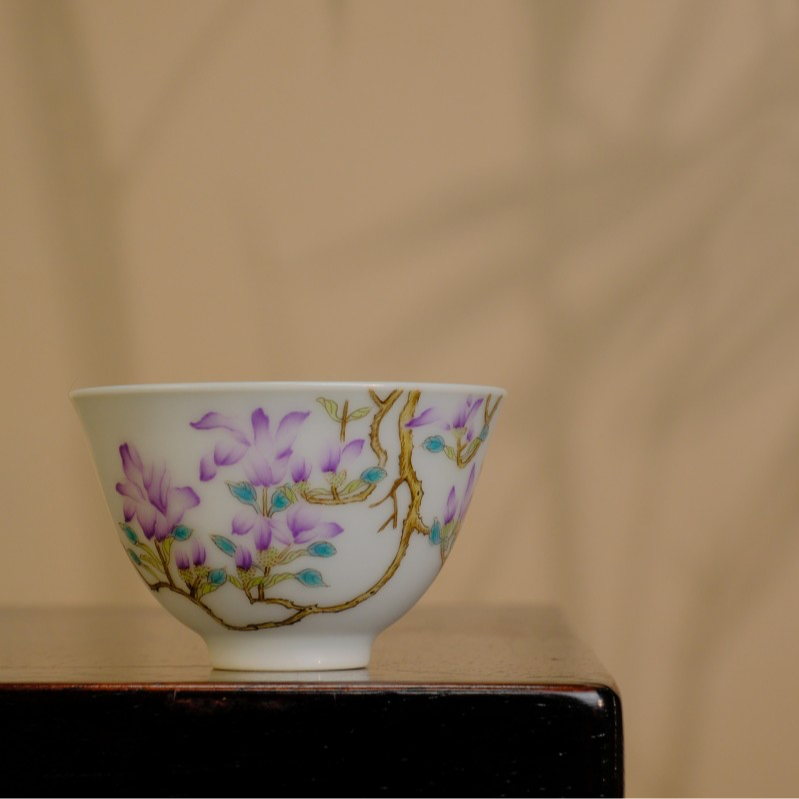 珍珠白釉玉兰小撇口杯-溢珍堂-YZT3665