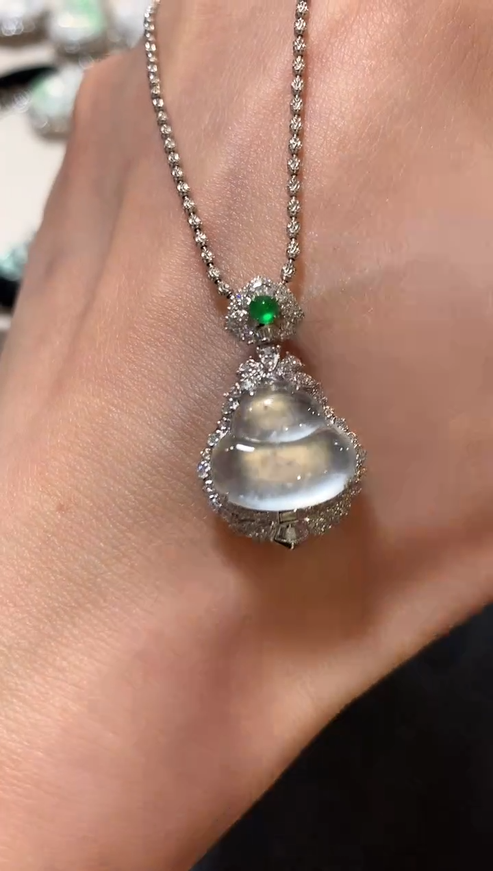 吊坠(不含链)18K金镶嵌翡翠n14  