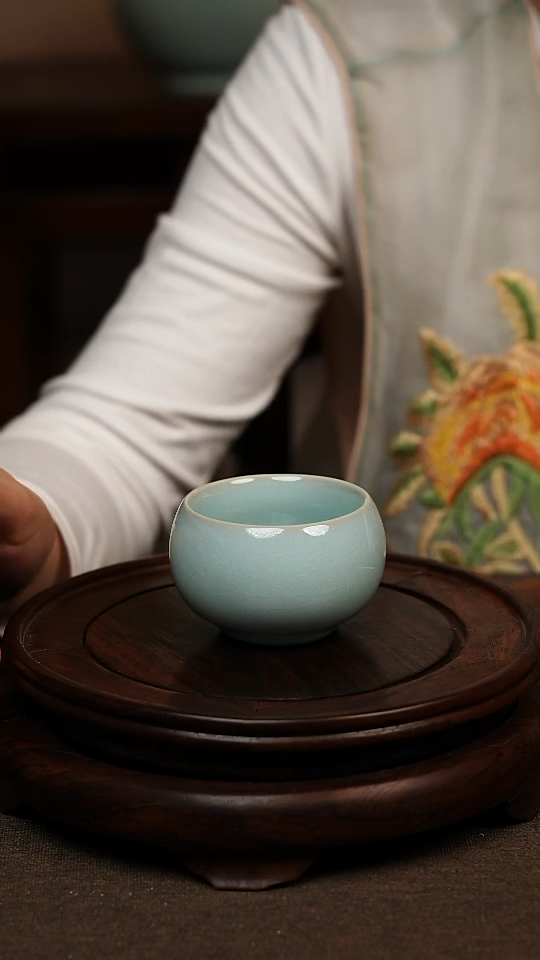 瓷片天青色禅定杯80ml微瑕不带礼盒