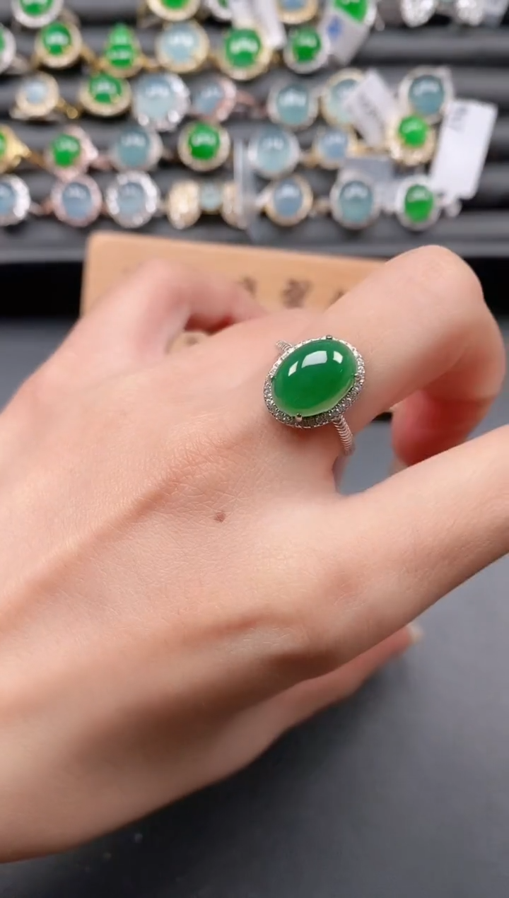 银S925镶嵌戒指翡翠111