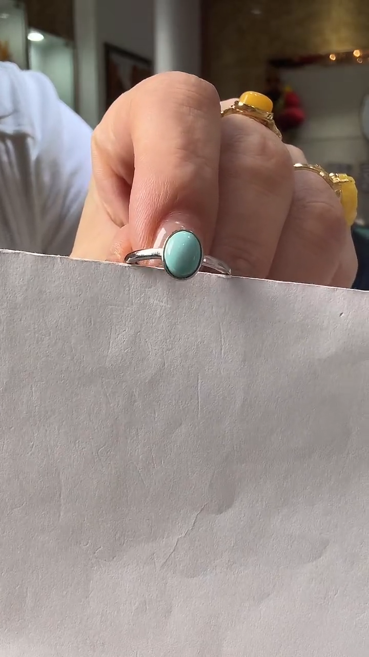 银S925镶嵌绿松石戒指绿松石戒指