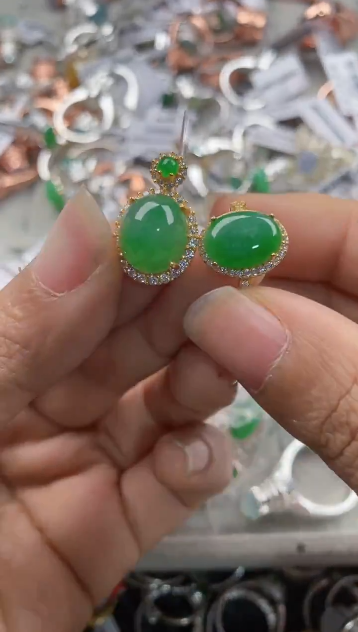 银S925镶嵌戒指翡翠555                     1