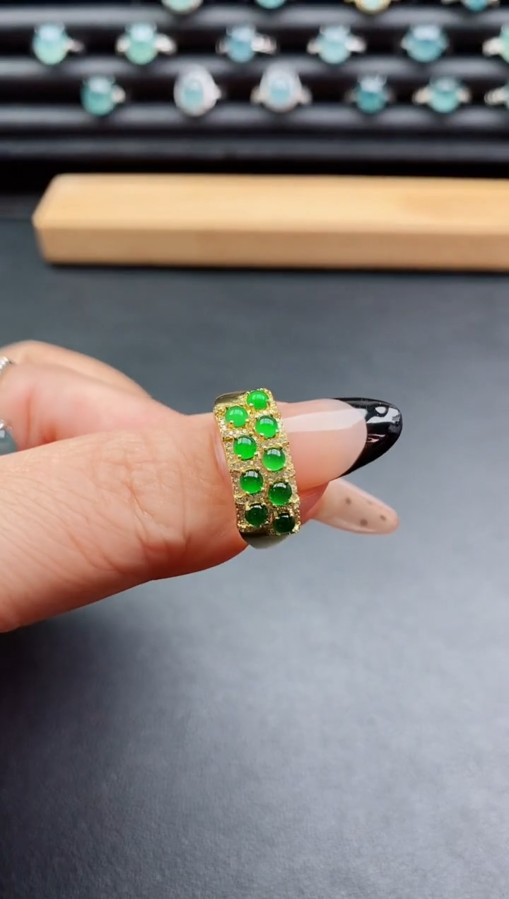 银S925镶嵌戒指翡翠1