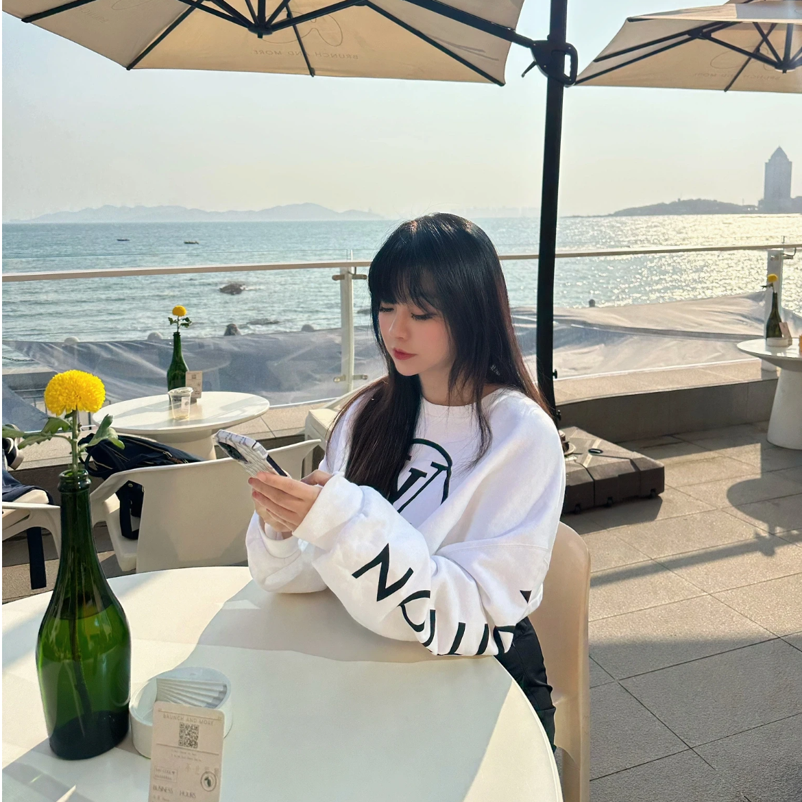 未使用 LouisVuitton/路易威登 圆领logo卫衣 白色/M