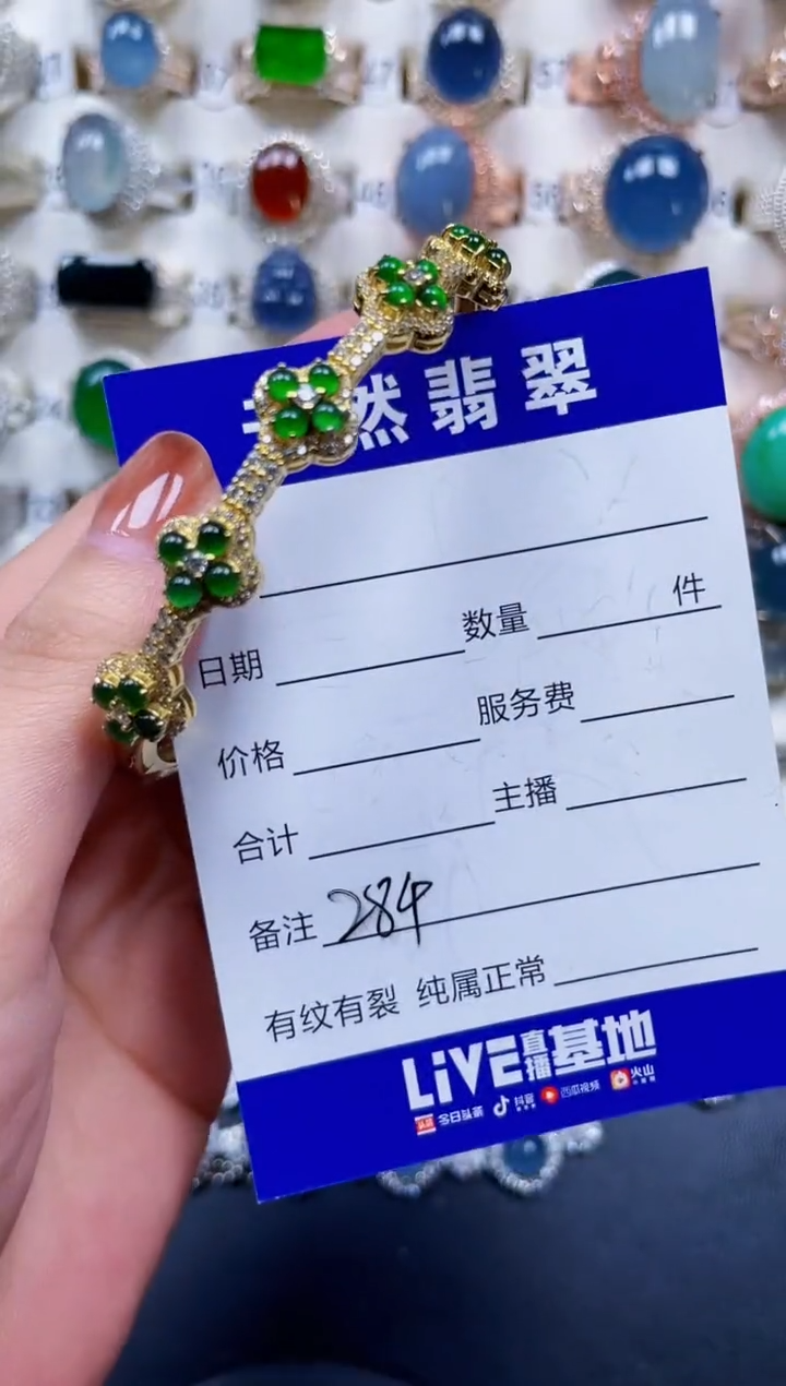 银S925镶嵌手镯翡翠284