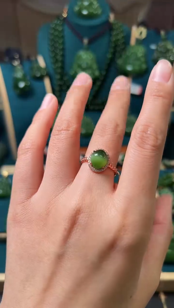 【闪购商品】和田玉（碧玉）戒指银S925镶嵌碧玉