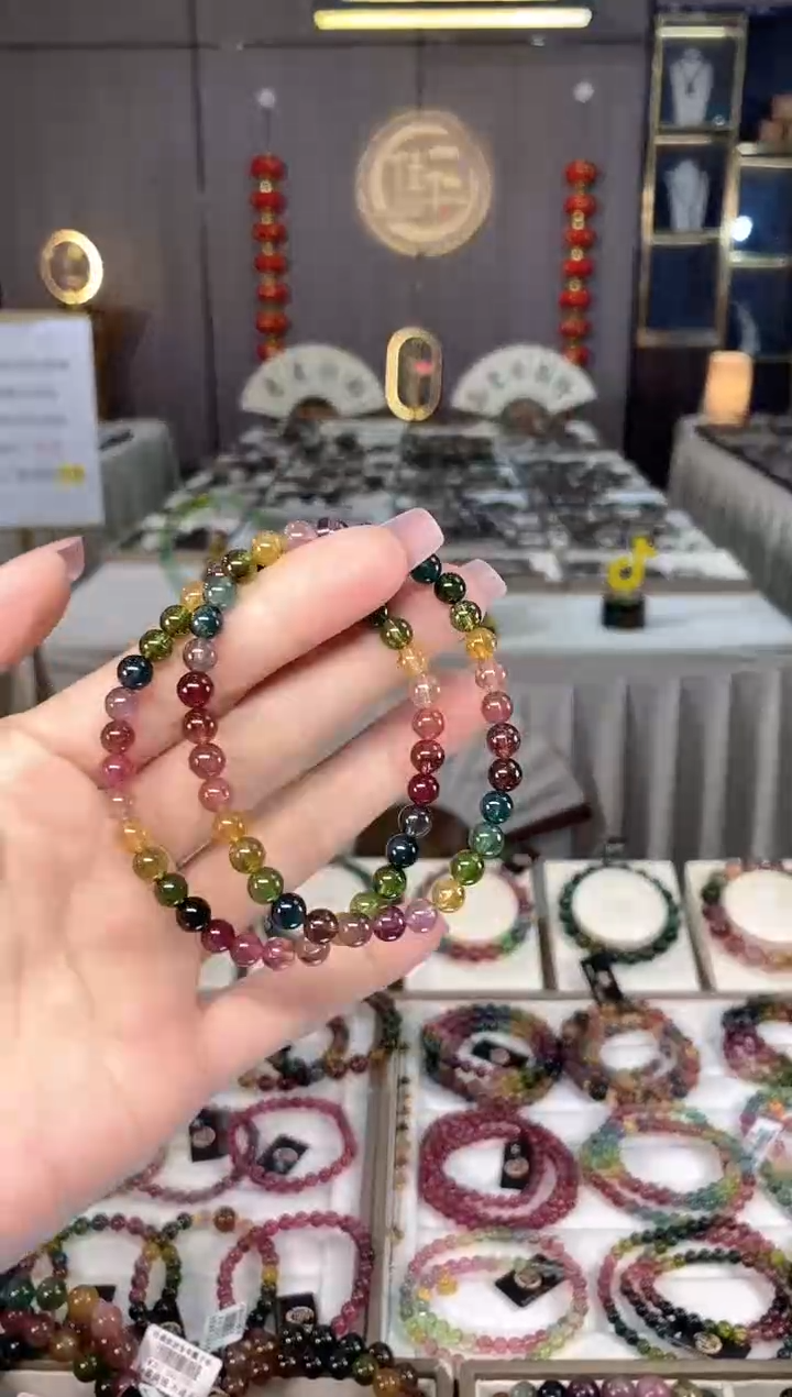 未镶嵌老矿碧玺彩虹单圈手串5mm+碧玺多样性发货一条hon