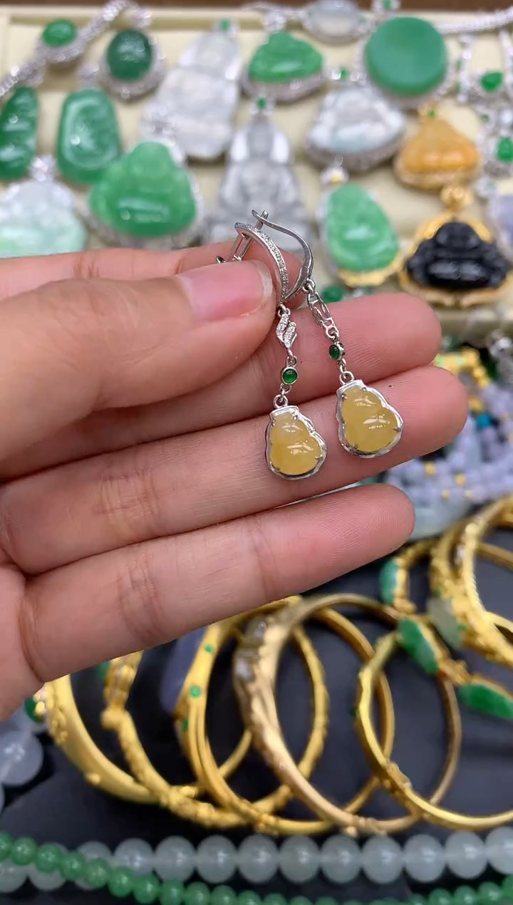 【闪购商品】翡翠耳饰18K金镶嵌228-中国好珍宝