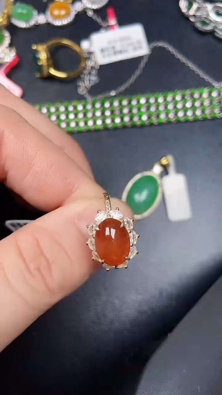 银S925镶嵌戒指翡翠8700