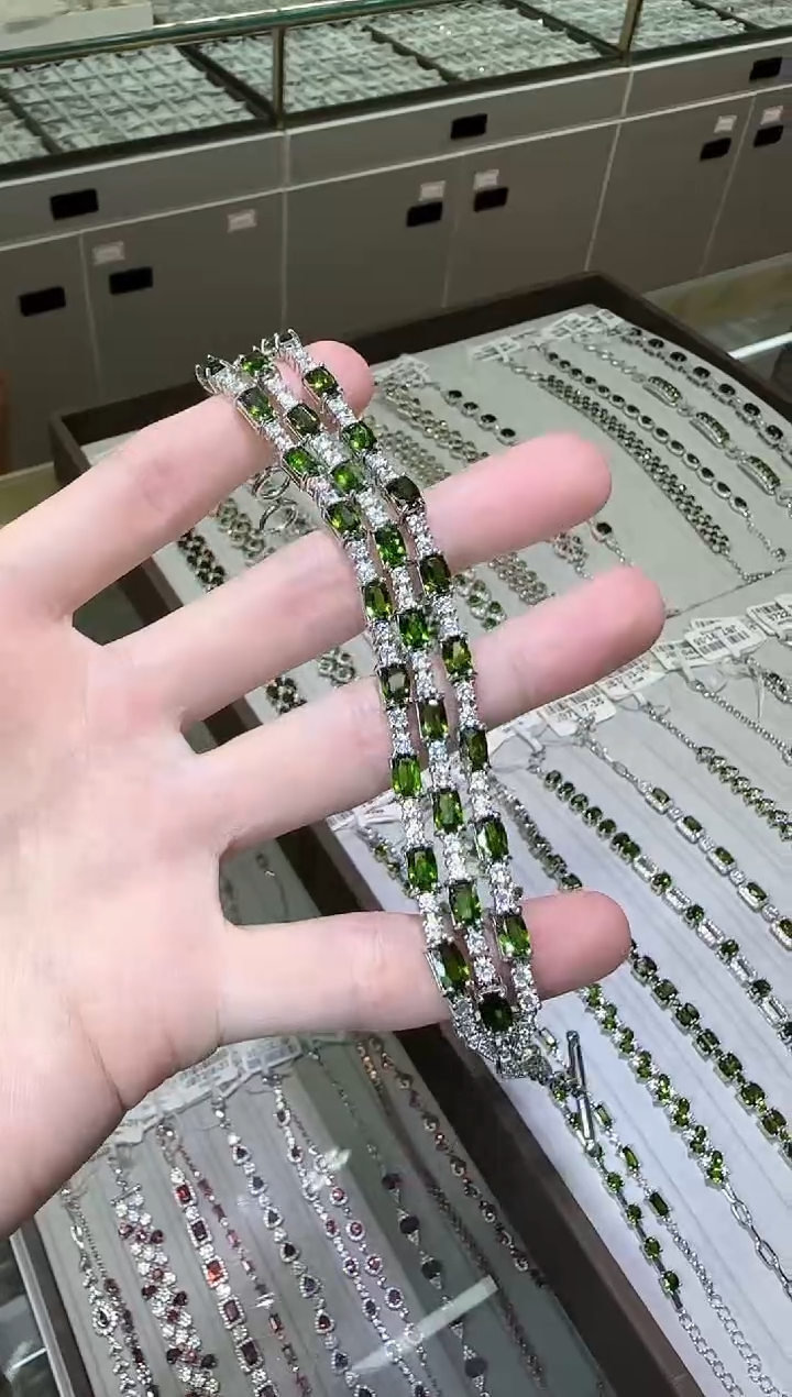 【闪购商品】透辉石手链银S925镶嵌设计款