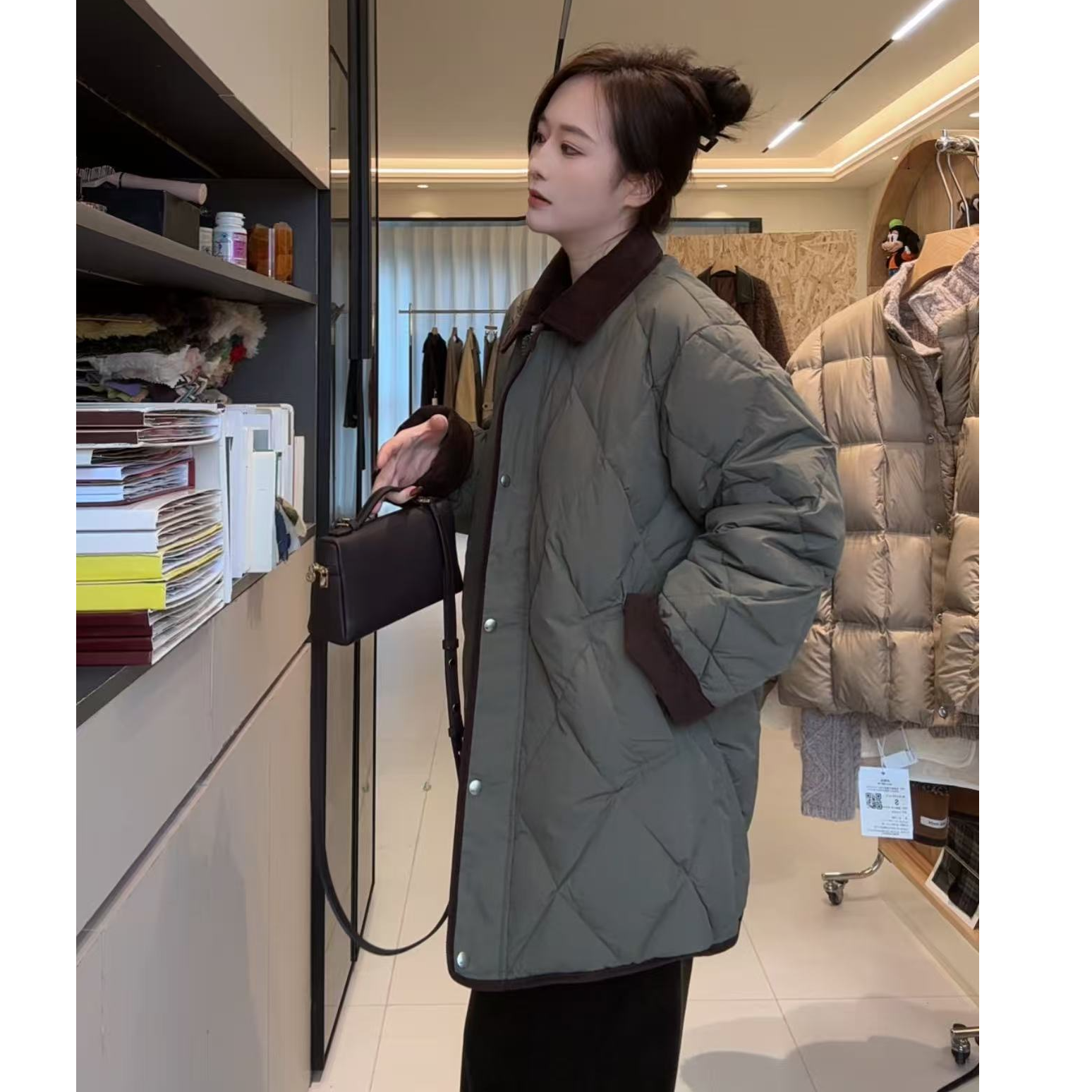 冬季新款巴恩风拼接复古宽松休闲保暖外套#1124