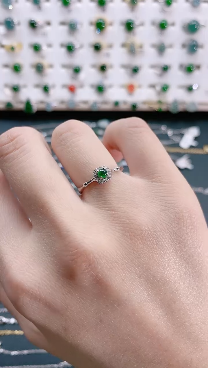 【闪购商品】翡翠戒指银S925镶嵌天然翡翠