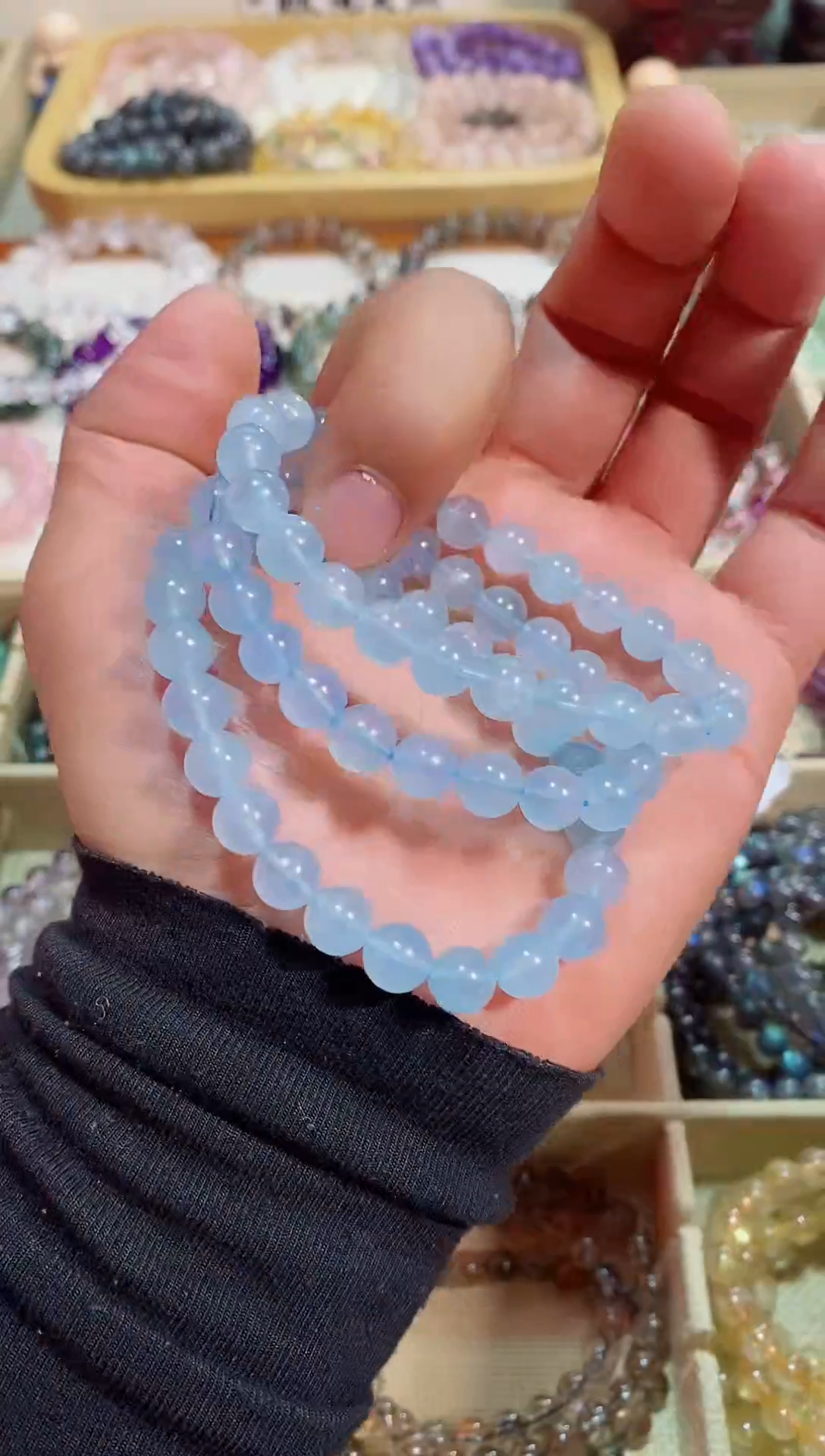 【闪购商品】水晶手镯未镶嵌海蓝宝8m+ (多样性发其一）