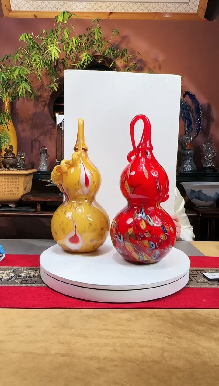 【闪购商品】琉璃手工艺品红色千花中号葫芦