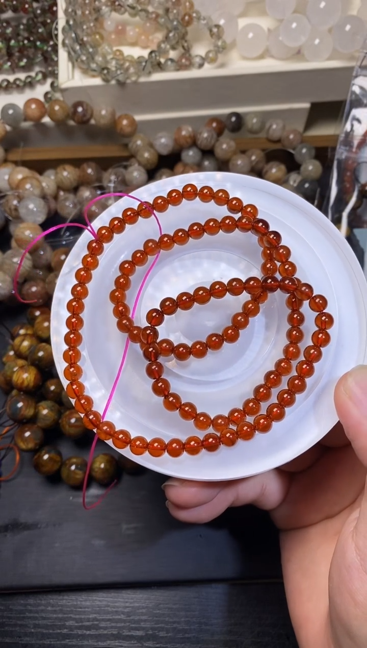 未镶嵌手串水晶橙红石榴石