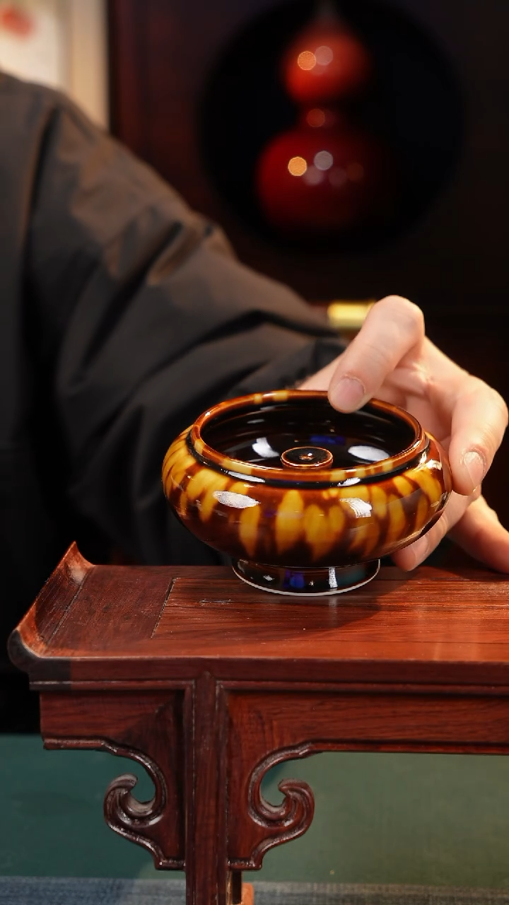 【闪购商品】摆件纯手工原创高温线香插〖玳瑁釉〗