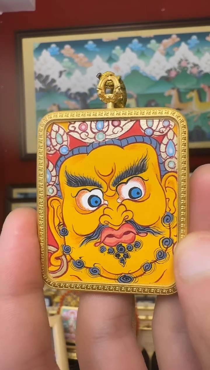 吊坠黄财神-热贡纯手绘周毛