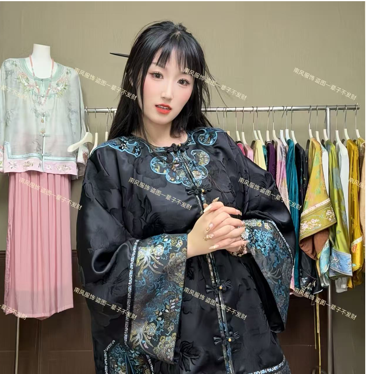 【沐清风】新中式新款宽松禅意上衣复古提花新中式