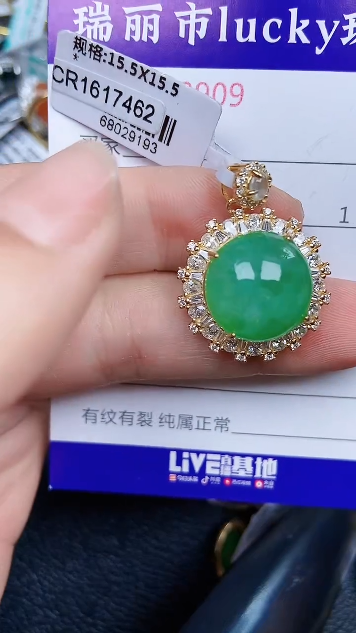 颈饰银S925镶嵌翡翠0009