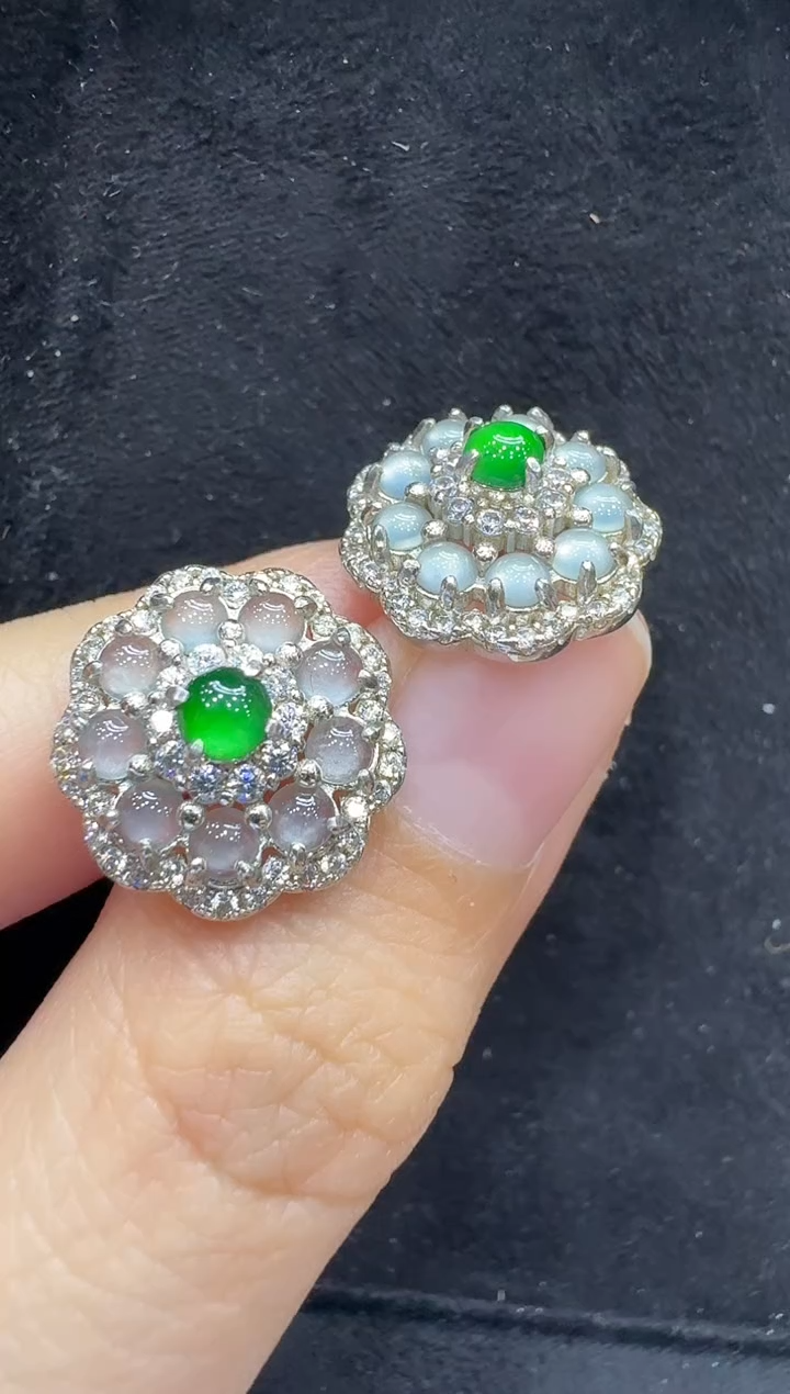 银S925镶嵌翡翠耳饰多样性团购发一件