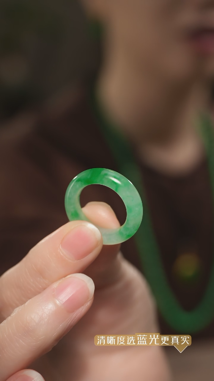 【闪购商品】翡翠戒圈未镶嵌冰飘绿翡翠戒圈 11圈口
