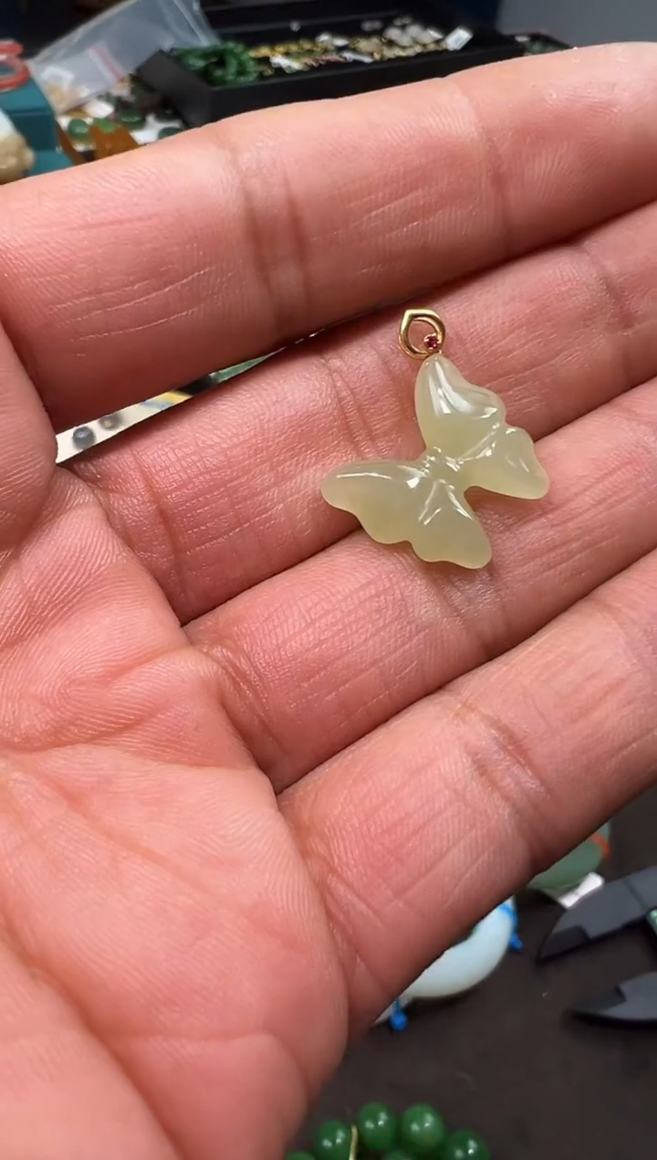 【闪购商品】和田玉吊坠18K金镶嵌和田玉吊坠多样性发货拍一发一