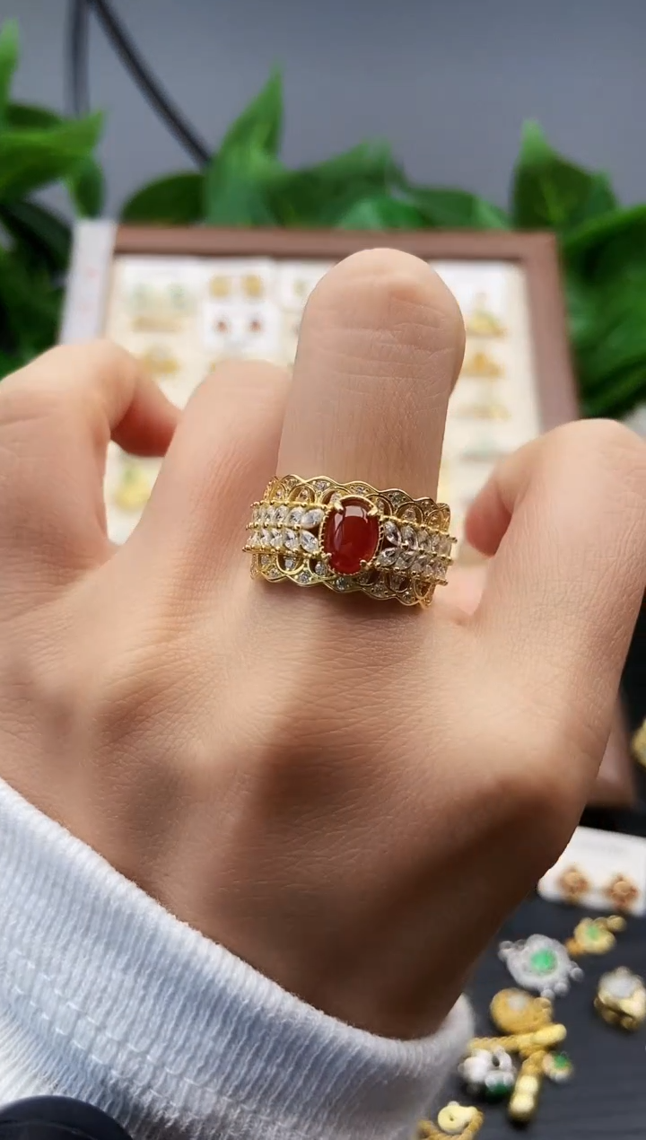 银S925镶嵌戒指翡翠12