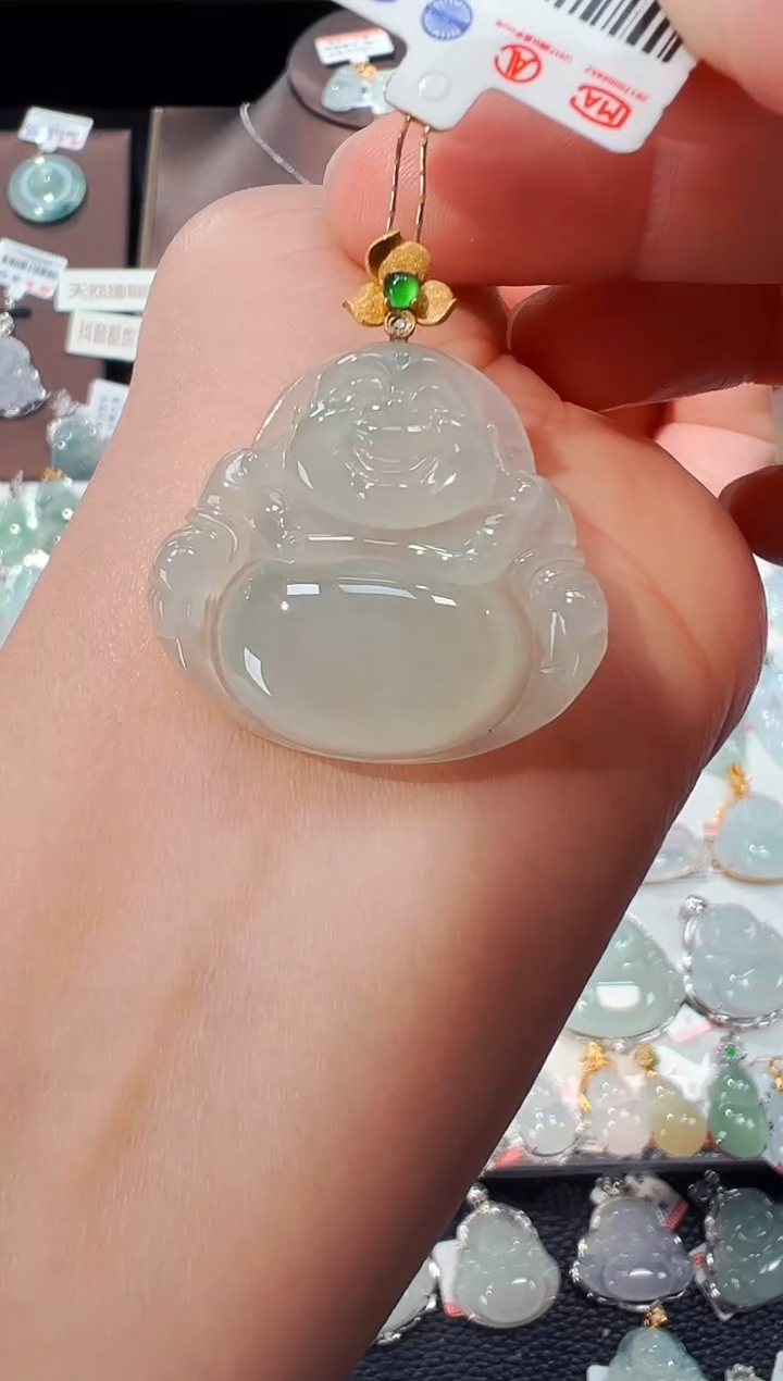 【闪购商品】翡翠吊坠(不含链)18K金镶嵌佛公吊坠98A